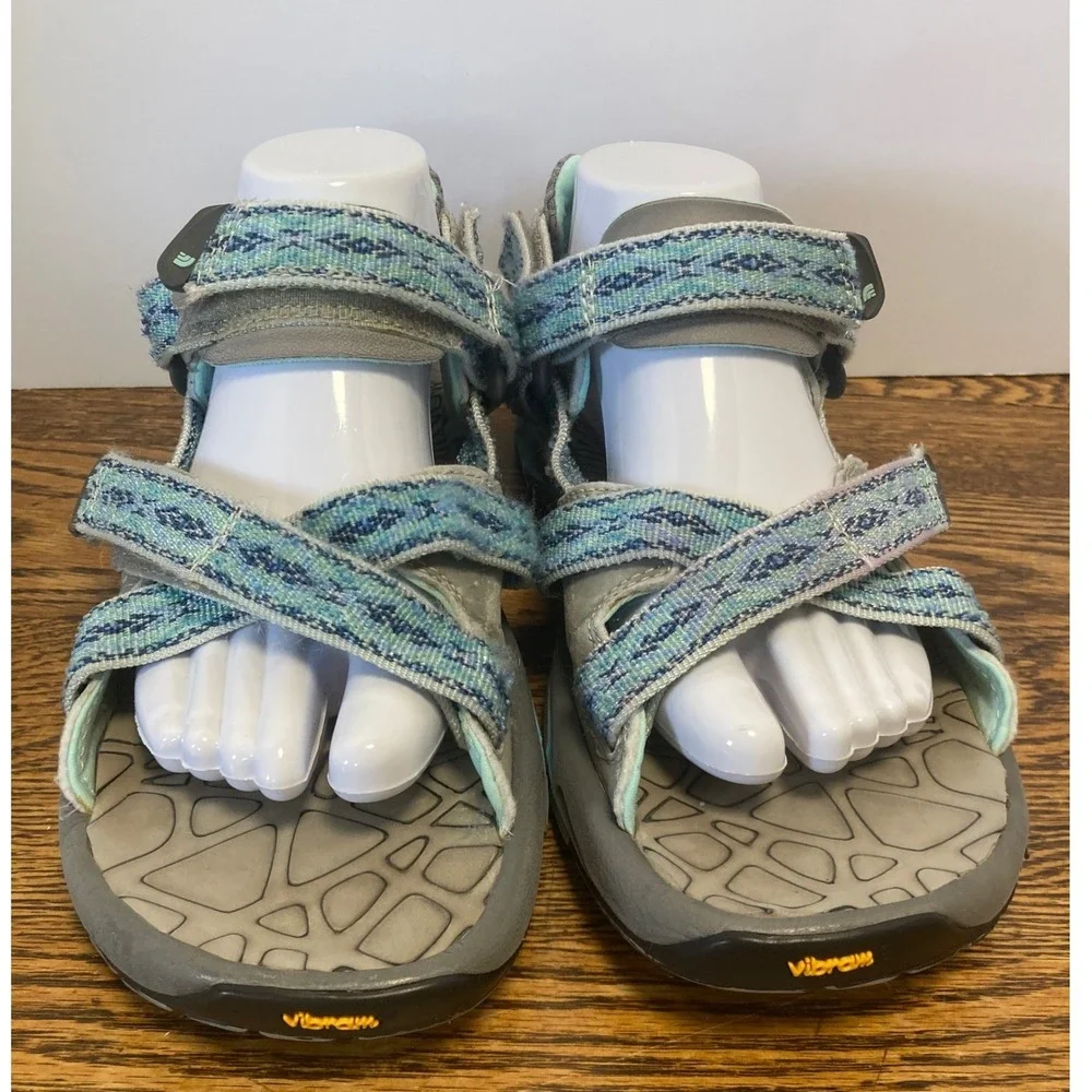 The North Face El Rio II Womens 9 Hiking Sandals Gray Blue Teal Vibram Strappy - Picture 3 of 7